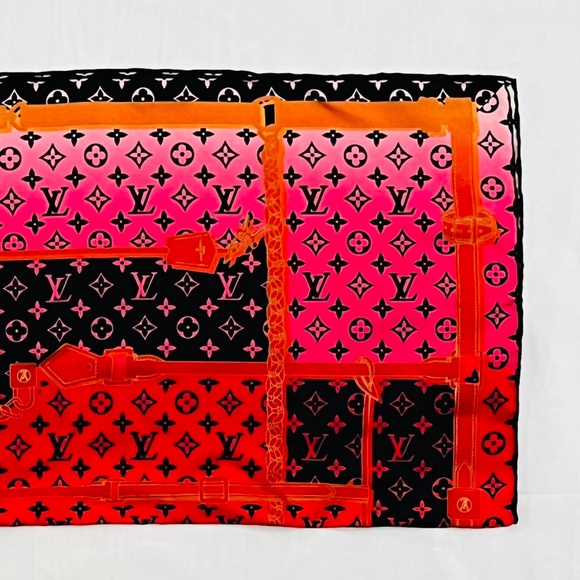 Louis Vuitton Monogram Carré Rising Confidential Silk Scarf Beige/Black – NWT - Picture 5 of 9